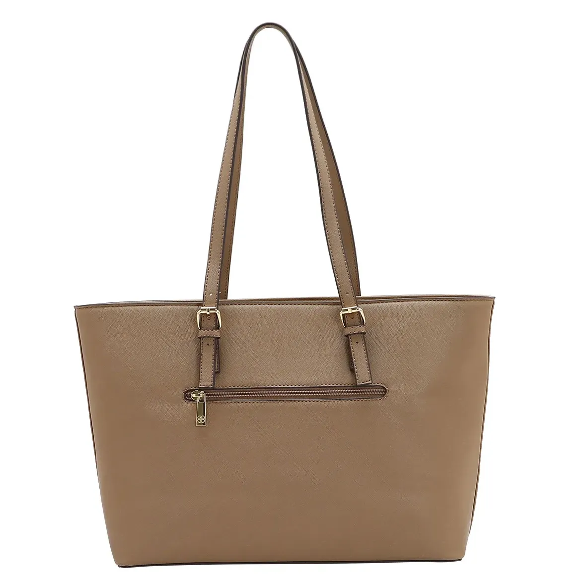 Bolsa feminina Chenson casual chic marrom vista traseira com bolso externo e alças longas